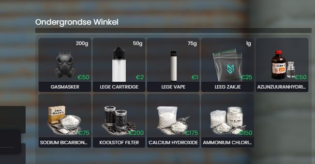 Ondergrondse winkel voor illegale items